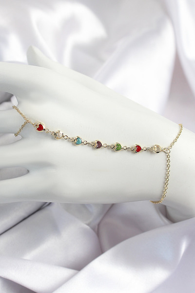 Leyaton LWLHMRS-IEG ieg ™   خاتم نسائي من النحاس مرصع بحجر الزركون على شكل قل...