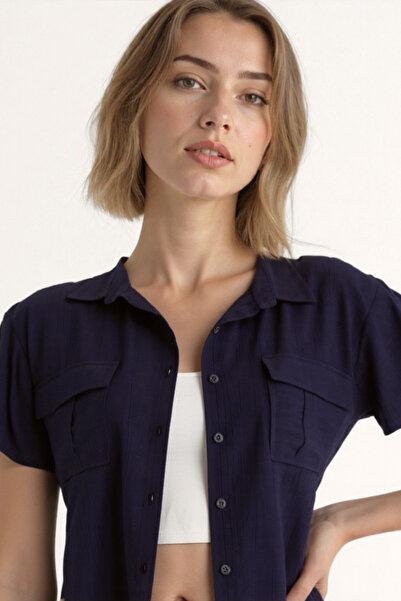 Vitrin Crinkle Fabric Shirt with Cover Pocket