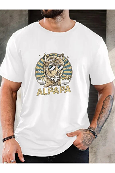 AEMİ Tricou oversize cu decolteu mare unisex cu imprimeu Alpapa