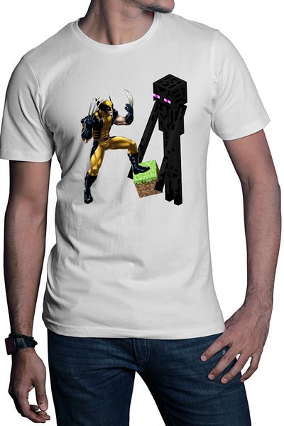 OEM Minecraft Enderman Wolverine Grass Cube Men's T-shirt