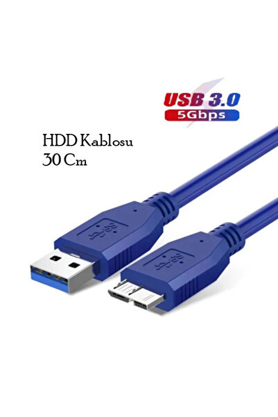 Conigitar USB 3.0 Taşınabilir HDD Harddisk Hard Disk Kablosu ( 30 Cm Mavi ) M...