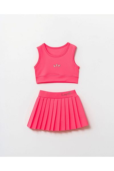 Harika KIDS Girls' Embossed Shorts Skirted Crop Sports Swimsuit Suit