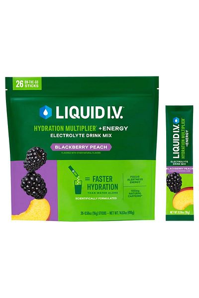 Liquid I.V. Liquid Iv Blackberry Peach Hydration Multiplier + Energy Drink Mix 26 Sticks