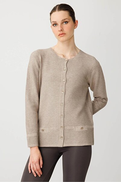 Desen Triko Γυναικεία ζακέτα με κουμπιά με λαιμόκοψη βιζόν