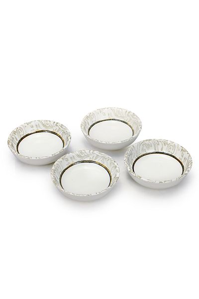 Edessa Elana 10.5cm Round Ceramic Snack Bowl, White (Set of 4)