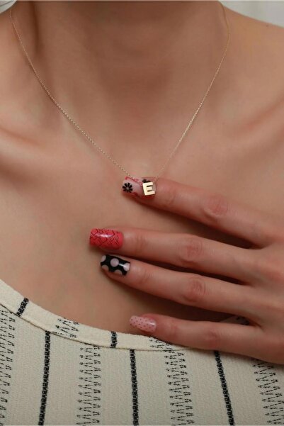 AMES GOLD KUYUMCULUK 14 Ayar Altın Üç Boyutlu E Harf Kolye