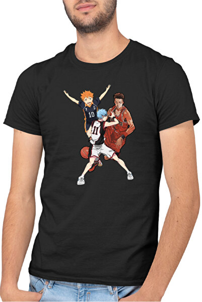 OEM Ανδρικό T-shirt Slam Dunk Kuroko no Basket Haikyuu Hinata Anime