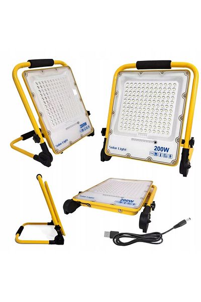 Azaris HALOGEN LED PRZENOŚNY 200W NA 230V + KABEL USB BUDOWLANA LAMPA AKUMULATOR