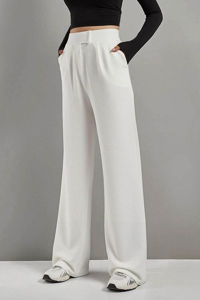 Hiccup High Waist Lycra Velcro Closure Crepe Palazzo Trousers