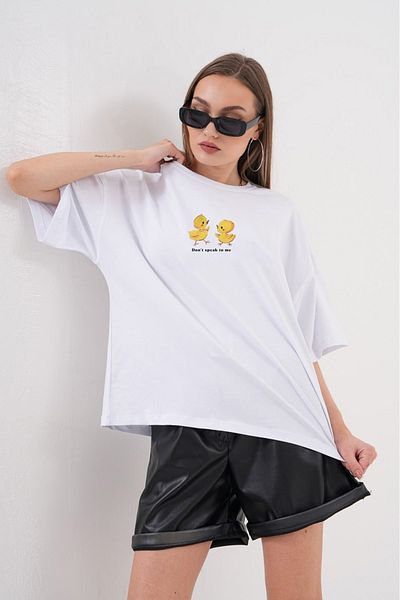 JANSO GROUP -Women Cotton Printed Don'T Speak to Me Short Sleeve Tshirt Oversize Large Size