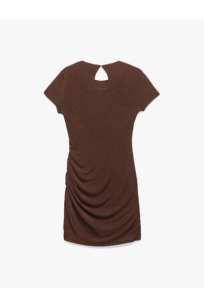 Koton Window Detailed Short Sleeve Crew Neck Draped Bodycon Mini Evening Dress