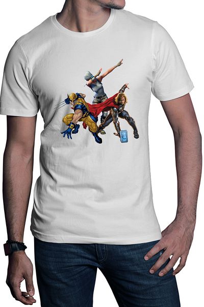 OEM Men's T-shirt Wolverine Thor Fortnite Dub Funny Battle Royale