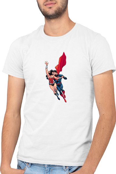 OEM Men's T-shirt Wonder Woman Superman Lovers Couple Romance