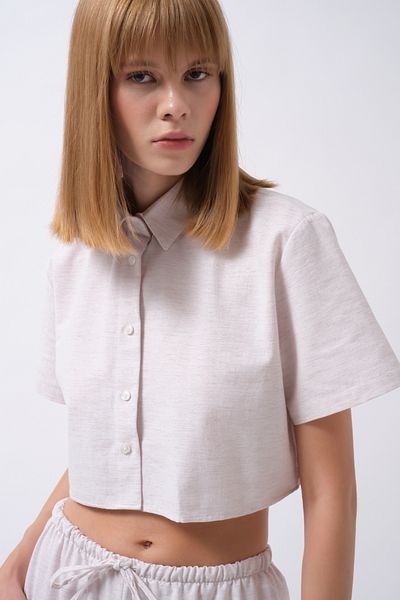 Black Fashion Cămașă Crop Gri de In