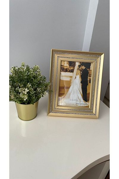 Kare Home Gold Picture Frame with Two Rows of Stones