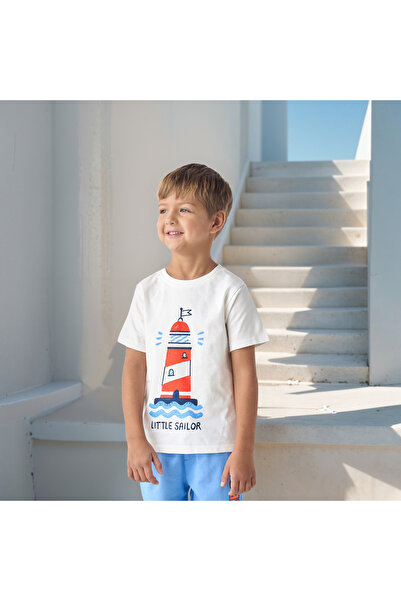 Juniors Light House Print T-shirt with Short Sleeves