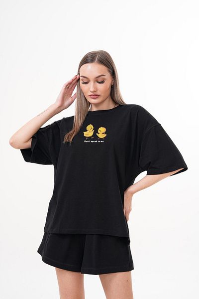 JANSO GROUP -Women Cotton Printed Don'T Speak to Me Short Sleeve Tshirt Oversize Large Size