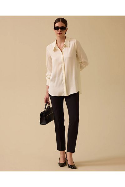 SEÇİL Satin Shirt with Hidden Buttons