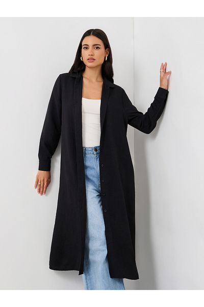 Styli Solid Regular Fit Spread Collar Shirt Kimono