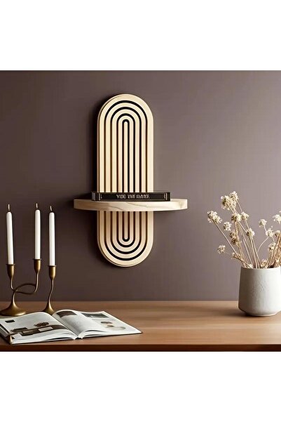 MAVİ TREND 1 Adet Ahşap Duvar Rafı Gökkuşağı Mumluk Ortaçağ Stili Dekoratif D...