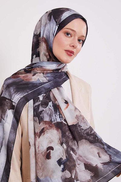 Levidor Abstract Flower Pattern Indian Silk Shawl