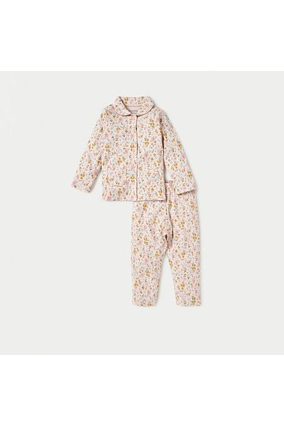 Juniors All-Over Floral Print Long Sleeve Shirt and Elasticated Pyjama Set