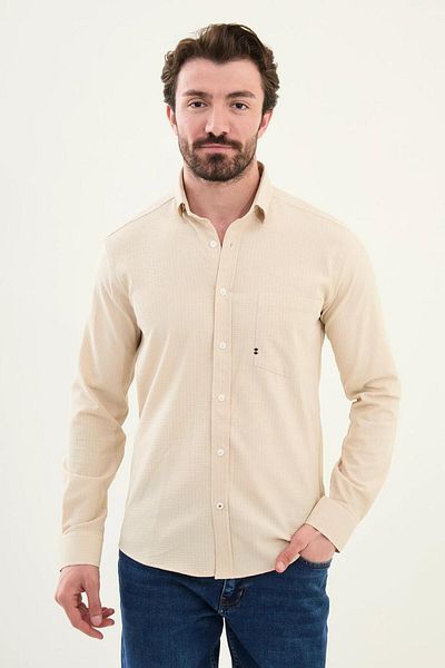 Mcr Ανδρικό πουκάμισο Seersucker Slim Fit Cotton 27080