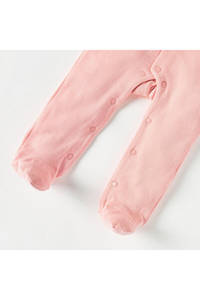 giggles Applique Detail Collared Sleepsuit with Snap Button Closure