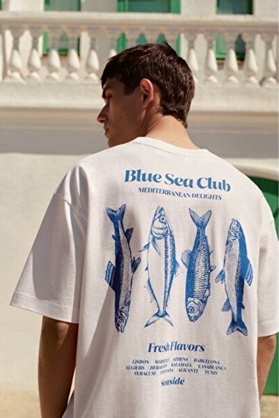 pandy Μπλουζάκι με κοντό μανίκι Unisex Blue Sea Club με στάμπα