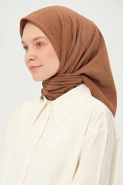 Madame Polo Poly Coton Square Scarf Cappuccino Cotton Breathable Fabric