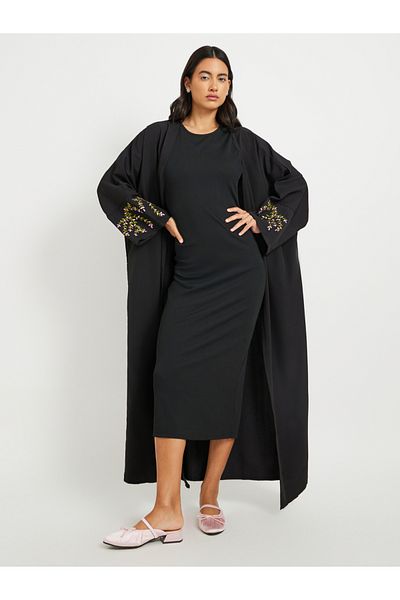 Styli Embroidered Sleeve Hem A-Line Kimonos