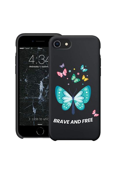 bestcase ® Carcasă subțire din silicon pentru Apple iPhone SE 3 / SE 2 / 7 / 8, Fluturi, 1396527 B 1847