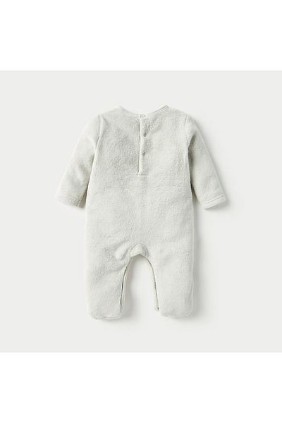 Juniors Applique Detail Closed Feet Sleepsuit with Long Sleeves and Button Closure