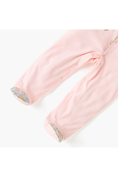 giggles Floral Print Closed Feet Sleepsuit with Button Closure