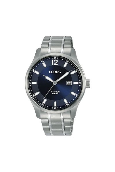Lorus Rh997Qx9 Quartz Titanium Gray Navy Blue Dial 10 Atm 40 mm Men's Wrist Watch
