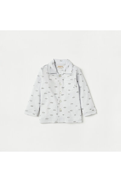 giggles All-Over Cloud Print Long Sleeves Shirt and Elasticated Pyjama Set