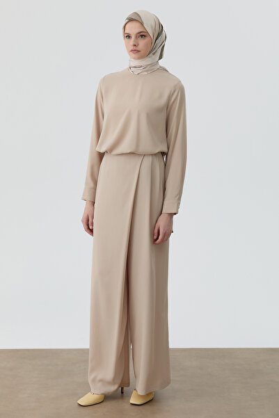 Tuğba Anvelop Pileli Pantolon - Bej