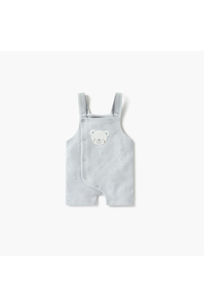 giggles Bear Applique Dungaree and Long Sleeves T-shirt Set