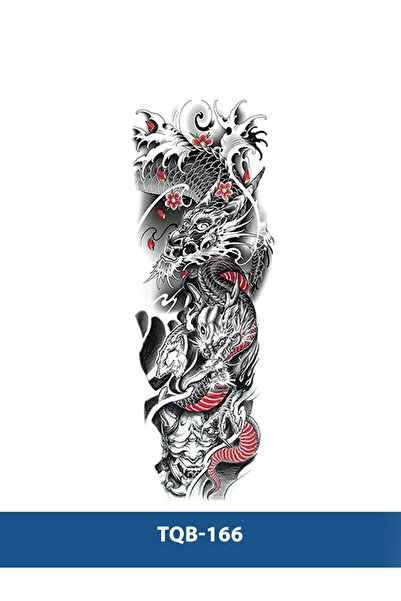 Attach TQB-166 EJDERHA DESEN RENKLİ GEÇİCİ KOL DÖVMESİ-TATTO
