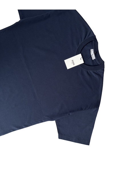 Beshora Navy Blue Crew Neck Plain Basic Unprinted Oversize Men's T-Shirt