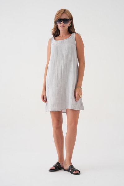 QAWWA Women's Muslin Tunic & Beach Tunic & Strap Pocket Dress