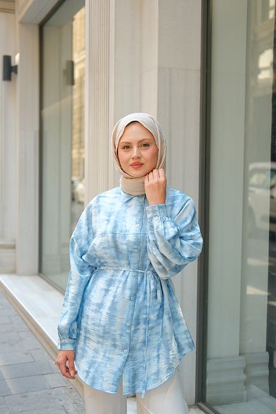 LOCCO Cămașă Lilyum cu model Tie Dye pentru damă, albastru