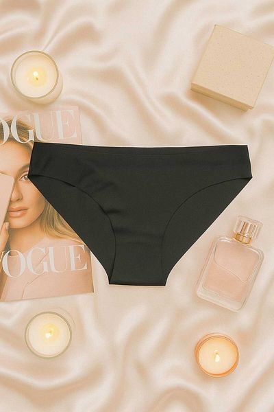 İntive Lingerie Women's Black Seamless Slip Panties Set of 3 – Non-Marking Microfiber Underwear