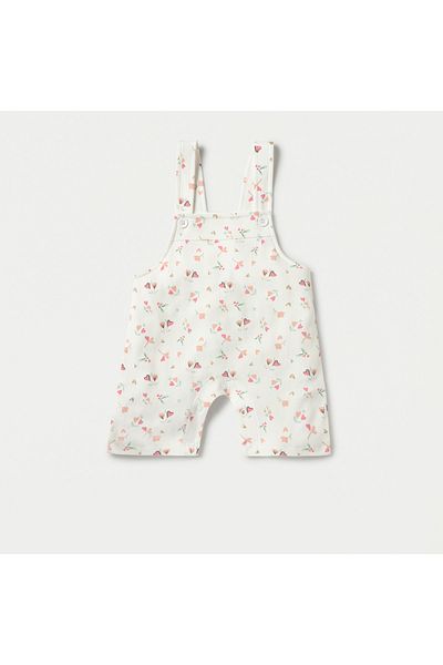 Juniors Floral Print Dungaree and Solid T-shirt Set