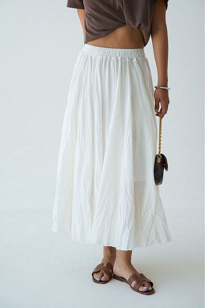 Distimi Women's Rubber Waist Lined Skirt Ecru
