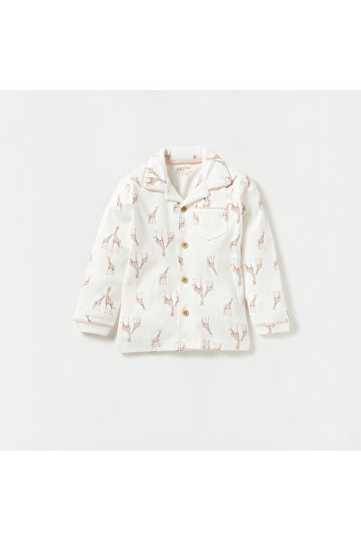 giggles طقم بيجاما مطاطي وقميص بأكمام طويلة بطبعة زرافة