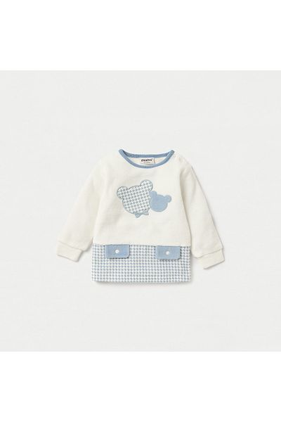 giggles Bear Applique Velour Sweatshirt and Pyjama Set