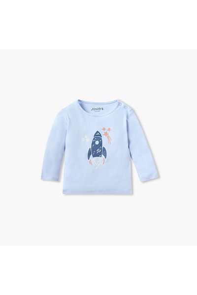 Juniors Rocket Print Long Sleeves T-shirt and Elasticated Pyjama Set