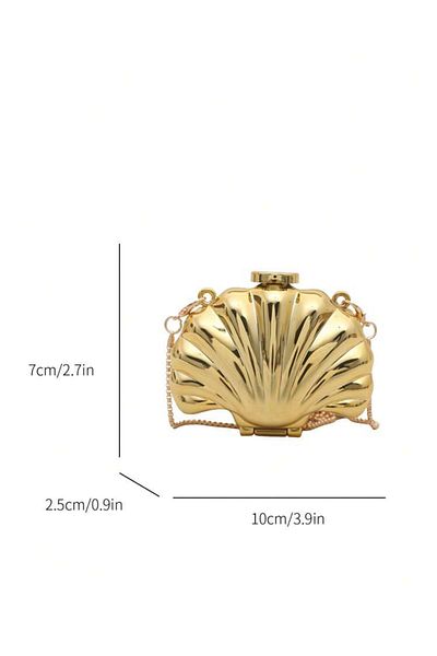 La Saade Oyster Midya Gold Mini Portfolio Shoulder Bag