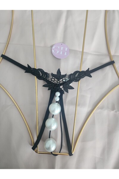 G&H UNDERWEAR String Thong Panties with Pearls (Large Pearl)